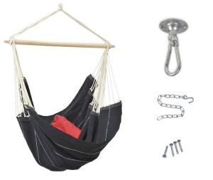 Zestaw Huśtawka Fotel Wiszący Brasil Black + Hak Sufitowy Powerhook