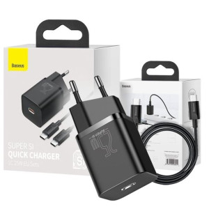 Baseus Super Si Sets Ładowarka sieciowa + kabel USB-C 25W QC 3.0 PD 3.0
