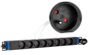 Listwa zasilająca 19" 1U 8GN-B - 8 gniazd EURO