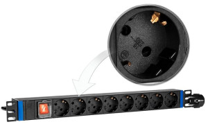 Listwa zasilająca 19" 1U 8GN - 8 gniazd SCHUKO