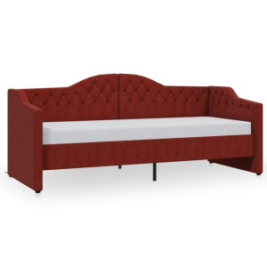 Łóżko dzienne z materacem i USB, winna czerwień, 90x200 cm