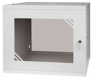 Szafa RACK 19'' 9U 600x450mm SZARA Szklane drzwi