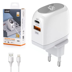 Ładowarka USB 30W panel LED kabel USB-A Lightning
