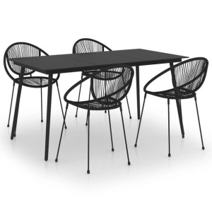 5-cz. zestaw mebli ogrodowych, rattan PVC, czarny