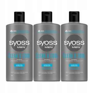 Syoss MEN Clean&Cool Szampon do włosów 3 x 440