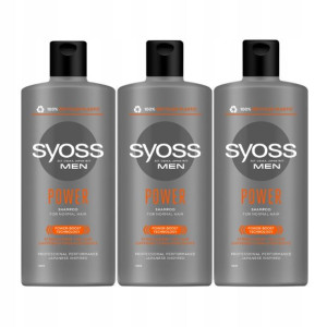 Syoss MEN Power Szampon do włosów 2w1 3szt x 440ml