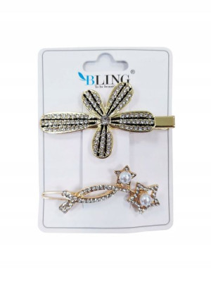 Spinki, wsuwki do włosów BLING 2 szt. - złota