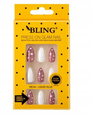 Sztuczne paznokcie, Tipsy BLING 24 szt - glamour