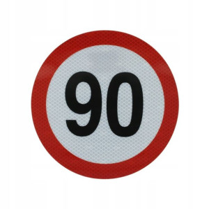 Naklejka/nalepka prędkości 90km/h śr. 20 cm, odbla