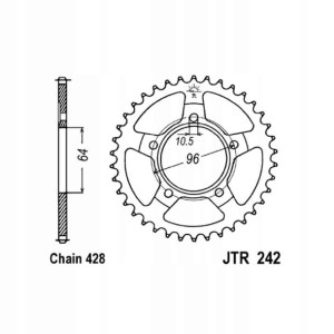 Zębatka tylna stal HONDA XL 125 1982- Jt JTR242,50