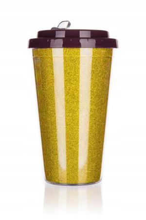 Kubek podróżny GLITTERS 500 ml, złoty