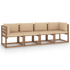 Ogrodowa sofa 4-osobowa z palet, z poduszkami, drewno sosnowe