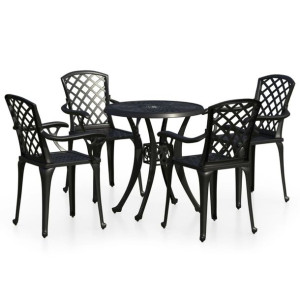 5-cz. zestaw mebli bistro ze stopu aluminium, czarny