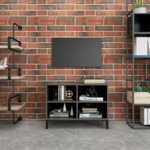 Szafka RTV z metalowymi nóżkami szara połysk 69.5x30x50cm