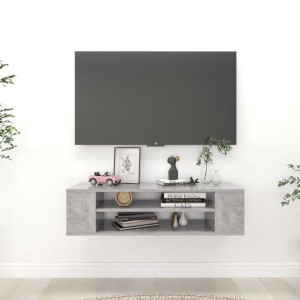 Szafka RTV wisząca szarość betonu 100x30x26.5cm płyta
