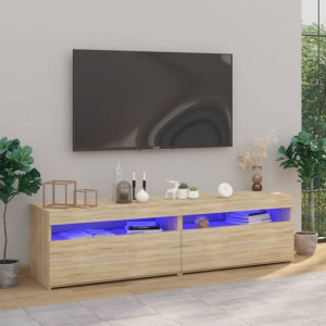 Szafki RTV z LED 2 szt. dąb sonoma 75x35x40cm