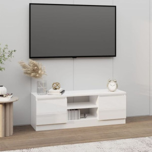 Szafka RTV z drzwiczkami biała z połyskiem 102x30x36cm