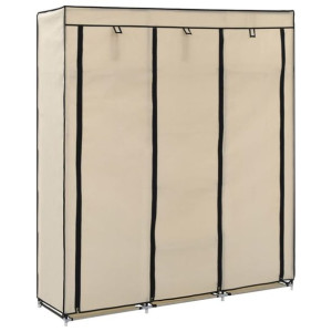 Szafa z przegrodami drążkami kremowa 150x45x175cm tkanina