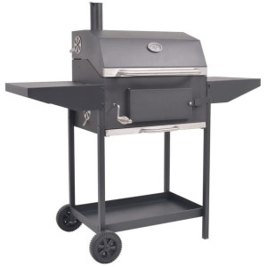 Grill węglowy z wędzarnią dolną półką czarny