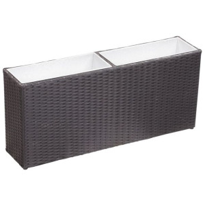 Donica z 2 wkładami 90x20x40cm polirattan czarna