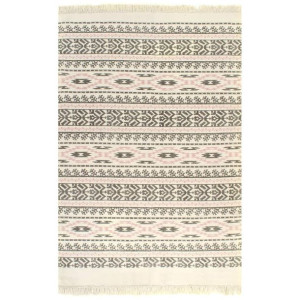 Dywan kilim bawełna 160x230cm szaro-różowy ze wzorem
