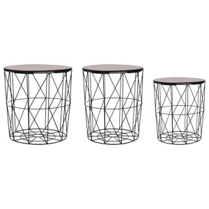Stoliki kawowe 3 szt. czarne metal MDF