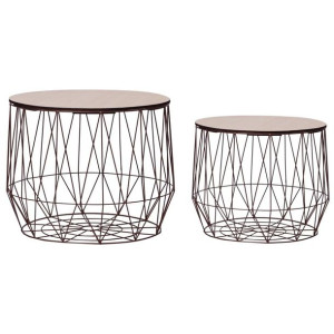 Stoliki kawowe 2 szt. miedziane metal MDF