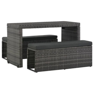 Zestaw ogrodowy 5-cz. rattan PE Szary