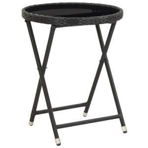 Stolik czarny 60cm PE szkło hartowane