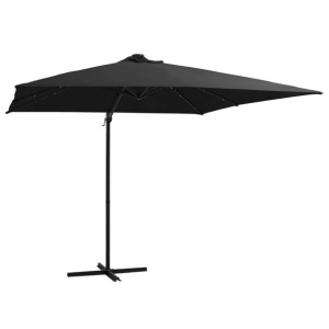 Parasol wiszący z LED stalowy 250x250cm czarny