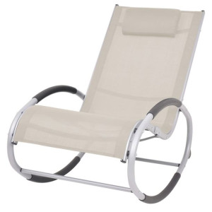 Fotel ogrodowy bujany 62x122x82cm kremowy textilene