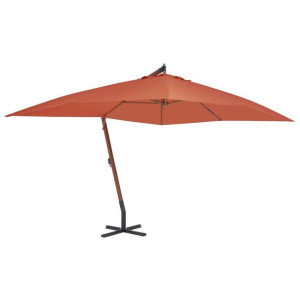 Parasol wiszący z drewnianym słupkiem 400x300cm terakotowy