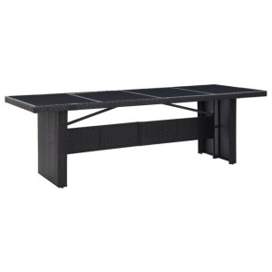 Stół ogrodowy czarny 240x90x74cm rattan PE i szkło