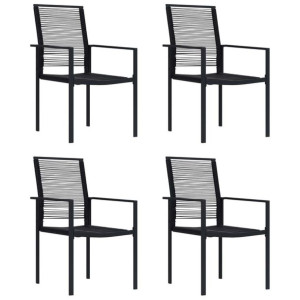 Krzesła ogrodowe 4 szt. rattan PVC czarne