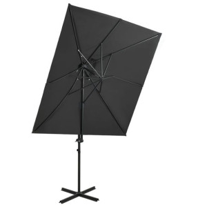 Parasol wiszący z podwójną czaszą antracytowy 250x250cm