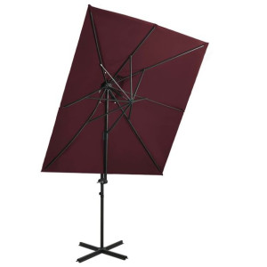 Parasol wiszący z podwójną czaszą bordowy 250x250cm