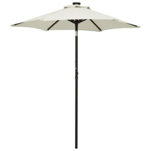 Parasol z lampkami LED piaskowy 200x211cm aluminium