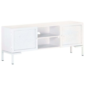 Komoda RTV biała 115x30x46cm lite drewno mango