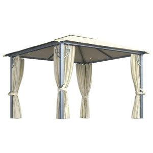 Altana z zasłonami i lampkami 300x300cm kremowa aluminium