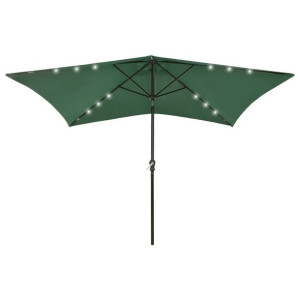 Parasol z lampkami LED stalowy zielony 2x3m