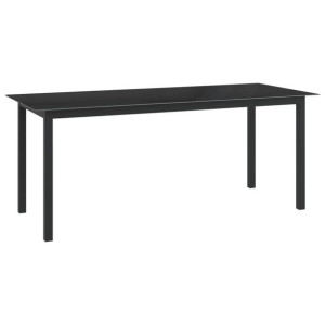 Stół ogrodowy antracytowy 190x90x74cm aluminium i szkło