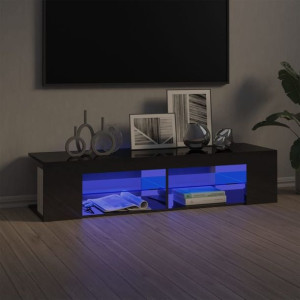 Komoda RTV z lampkami LED połysk szara 135x39x30cm