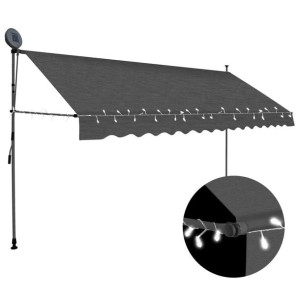 Markiza zwijana ręcznie z LED 350cm antracytowa