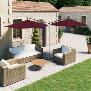 Parasol podwójny stalowy bordowy 600cm
