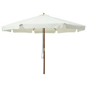 Parasol ogrodowy drewniany 330x254cm piaskowa biel
