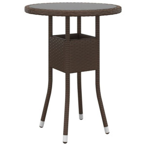 Stolik ogrodowy Ø60x75cm szkło i rattan PE brązowy