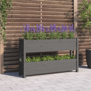 Donica szara 112x25x66cm lite drewno sosnowe