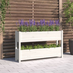 Donica biała 112x25x66cm lite drewno sosnowe