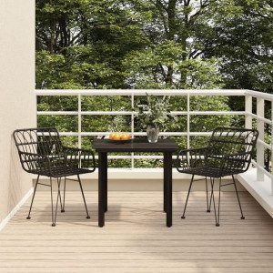 Zestaw bistro 3-cz. polirattan czarny