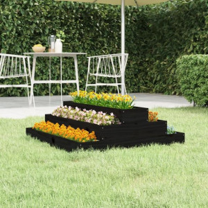Donica czarna 80x80x27cm lite drewno sosnowe